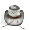 Berets Women Mężczyźni słomy puste zachodnie kowboj kapelusz lady tata ręcznie robiony bohemia sombrero hombre cowgirl jazz czapki słoneczne rozmiar 56-58 cm