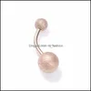 Navel Bell Button Rings Stainless Steel Dl Polish Ball Belly Ring Sier Rose Gold Allergy Navel Bell Button Rings For Women Fashion Dh02A