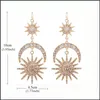 Lustre de lustre de luxo de luxo de lua de lua de brinco de estrela shinestone novo designer para mulheres j￳ias douradas boho vintage declara￧￣o gota de dhnre