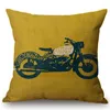 Kissen Vintage Style Motorraddruck Druckwäsche Baumwolle Dekorative Sofa Wurfkissen Abdeckung Autositz Taillenkissenbezug