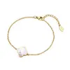 Armband klassiska populära Stainls Steel Mother of Pearl Four Leaf Clover Shell Lucky Charm Armband Women For Girls