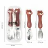 Tazze Piatti Utensili Stoviglie Cartone animato Set di cucchiai e forchette per bambini Cucchiaio da dessert per bambini Forchetta Gadget per bambini Feedkid Posate per bambini per bambini 221119