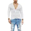 T-shirts pour hommes Summer Travel Hommes Coton et Lin Vneck Casual Couleur Solide Chemise à manches longues Personnalité de la mode Slim Shirt 221119