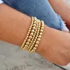 Charm Wholeale Lucky 14k Gold Filled Beads Pulseras apilables Pulsera elástica con cuentas Minimalista