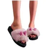 Vrouwen Slippers Mode Indoor Konijn Oor Vrouwen SlipOn Open Teen Platte Warme Winter Slippers Thuis Indoor Slaapkamer Antislip Schoenen J220716