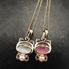 Mode supersöt lycklig katt opal tröja kedja kvinnor halsband smycken 4nd19286x1030004