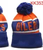 Oilers Beanie North American Hockey Ball Team Side Patch Winter Wool Sport Knit Hat Skull Caps A2