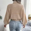 Frauenpullover 2022 Neue Frauen Herbst Winter Mischfarbe Laterne Langarm Rollkragen Stricken Lose Alle Spiel Pullover Für Mode T221019