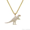 Roestvrij stalen hanger ketting Dinosaurus hanger ketting Hip Hop hanger ketting Gouden dinosaurus dier hangers Necklaces283n1131212