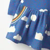 Sukienki dla dziewczynki małe maven dziewczynki z długim rękawem sukienka bawełniana tęczowa chmura niebieska ubrania przyczynowe dla dzieci niemowlęce dzieci 2 do 7 lat 221118
