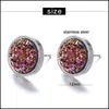 Stud Best Selling Druzy Resin Stud Pendientes Simple y exquisito Pendiente de acero inoxidable Geométrico Redondo Mineral Face Crystal Ear Fo Dh4Ys