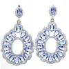 Jazaz – boucles d'oreilles pendantes en argent massif 10.2, grand Design européen, péridot vert, Violet, Tanzanite CZ, 47x23mm, 925g