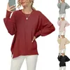 Suéteres de mujer Otoño/invierno Cachemira de mujer de manga larga con cuello redondo Jersey de punto irregular Otoño Vestidos de suéter de gran tamaño