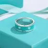 Bague double Tring avec bague coeur bleu émail 925 bijoux en argent sterling desinger hommes femmes Saint Valentin fête gif9959947