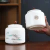 Garrafas de armazenamento porcelana branca jarra de umidade à prova de um chá selado chá doce tanque de cerâmica cozinha spice decoração de casa