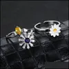 Ringos de cluster Ringos de tamanho aberto rotativáveis ​​Olhos de diamante ajustável Disseny Decompression Microinlay Flower Flower Fashion Dhaok