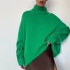 Kadın Sweaters Kadın Beltili Kazak Büyük Boy Kış Kış Düz Renk Kazak Üstler Uzun Kollu Jumpers Tavuk Yeşil Gül Kıyafetleri 221119