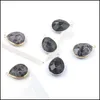 Charms Natural Black Flash Stone Charm Handmased Pendant For Necklace Charms smycken Makande Tillbehör Diy Drop Leverans Fynd Com DHCV4
