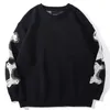Camisolas masculinos Sweater de malha vintage Pullover de algodão unissex suéter de grande porte masculino Black Loose Skeleton Print Fashion Pullover 221119