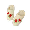 Women Slippers Floor Shoes Home Shoes Men Slippers For Home Embroidery Rose Flower Indoor Soft Bottom Half Suit Cozy Couple