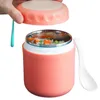 Bouteilles d'eau Grande Soupe Thermos Portable Déjeuner Tasse Avec Cuillère Robuste Antirouille Isolé Nourriture Pot Silicone Poignée Pour 221118