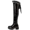 Boots Waterproof Womens High Snow Winter Shoes Platform Plysch Päls Overkne Boot Black Ladies Brand 221119