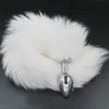 ss22 Sex toy masajeador Pure White Fox Tail Butt Metal Plug 35 cm de largo Anal Sex Toy Animal RolePlay Cosplay con Real Racoon Dog Hiar Sex Products JBXO