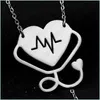 Hänge halsband mode medicinsk stetoskop halsband rostfritt stål jag älskar dig hjärtsmycken för sjuksköterska läkare gåva släpp leverans dhkdi