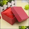 Watch Boxes Cases Fashion Watch Boxes Black Red Paper Square Watches Case With Pillow Jewelry Display Storage Box Drop Delivery Ac Dhrbv