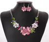 3set Europe and America Fashion Sweet Fervament Monamel Flowers with Crystal Betclaces Strains Sets MS Jewelry Gift1650756