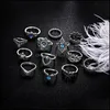 Ringos de cluster Antigo conjunto de anel de junta de diamante Coração de diamante Coroa de elefante Coroa de empilhamento de jóias de moda midi jóias de jóias grow d dh5wd