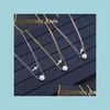 Pendant Necklaces Women Stainless Steel Pear Cross Pendant Necklace Fashion Gold Rose Sier Chain Double Layer Jewelry Gift Drop Deli Dhjtf