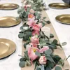 Flores decorativas 5pack artificial eucalipto guirlanda vegetariana faux para mesa de casamento de mesa de casamento decoração de jardim diy