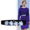 Cinturones de moda de cristal con piedras preciosas de diamantes de imitación para mujer, cinturón negro elástico ensanchado, accesorios decorativos para mujer, diamantes