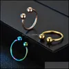 Band Rings Adjustable Stainless Steel Double Ball Ring Sier Gold Band Toe Rings For Women Fashion Jewelry Gift Blue Drop Delivery Dh54N