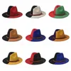 Beret Frauen Männer Zwei -Ton -Breiten -Krempe Fedora Hats Classic -Filzpanama Hut mit Gürtelschnalle für Hochzeits Jazz Top