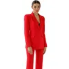 Office Lady Pants Suits Formal Women Red Blazer Wear Prom Party Business Outfits Jacket And Trousers