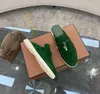 Sandálias femininas clássicas half slipper designer de luxo praia chinelos planos com padronização de tecido de couro premium grátis com caixa