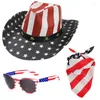 Berets Mens Western Cowboy Hat Bandana Sunglasses Set Rave Cowgirl Classical Print