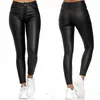Pantaloni da donna Capris PU in pelle Pantaloni aderenti aderenti elasticizzati neri a vita alta Matita casual lunga Plus Size S3XL 221118