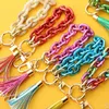 2023 New Highlights Acrylic Link Keychain Chainlink Wristlet Key Chain Bracelets Bangle KeyRing Link with Tassel Trendy Gift for Her