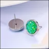 Stud Best Selling Druzy Resin Stud Earrings Simple And Exquisite Stainless Steel Earring Geometric Round Mineral Face Crystal Ear Fo Dh4Ys