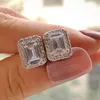 Stud Earrings ZHOUYANG Square Geometry For Women Zircon White Gold Color Women's Accessories Wedding Jewelry Wholesale KAE099