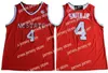 Basketball Mens NCAA Vintage NC State Wolfpack Dennis Smith Jr. Maillots de basket-ball # 4 Accueil Chemises cousues rouges Maillot blanc