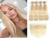 Blonde Bundles Hair Color 613 Ear to Ear 13x4 Lace Frontal Closure With 4 Bundles Brazilian Virgin Human Hair Blonde Weaves Exten