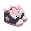 Premiers marcheurs nés bébé filles chaussures léopard/étoile nœud papillon toile Shorts infantile été automne semelle souple marcheur enfant en bas âge 0-12 M