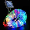 Strings 7-32M Outdoor Solar Rope String Lights 8 Modes LED Copper Wire Fairy Light Waterproof Tube Lamp For Garden Wedding Patio Decor