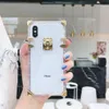 Para iPhone Capso de celular Casos de celular Protetive Designer de casca de moda quadrada Clear Bling Metal Crystal Cover 13 12 11 Pro Max XR XS 8 7 6 Plus