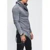 Men's Hoodies Sweatshirts Plus Size 5XL Unbalance Hem Pocket Long Sleeve For Men Clothing Autumn Turtleneck Top Hoodie 221119