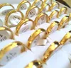 Band Rings Bulk Lots 50st Gold Plate 4mm Par Rostfritt stål Fashion Lover's Wedding Jewelry Jubileum Present Partihandel 221119